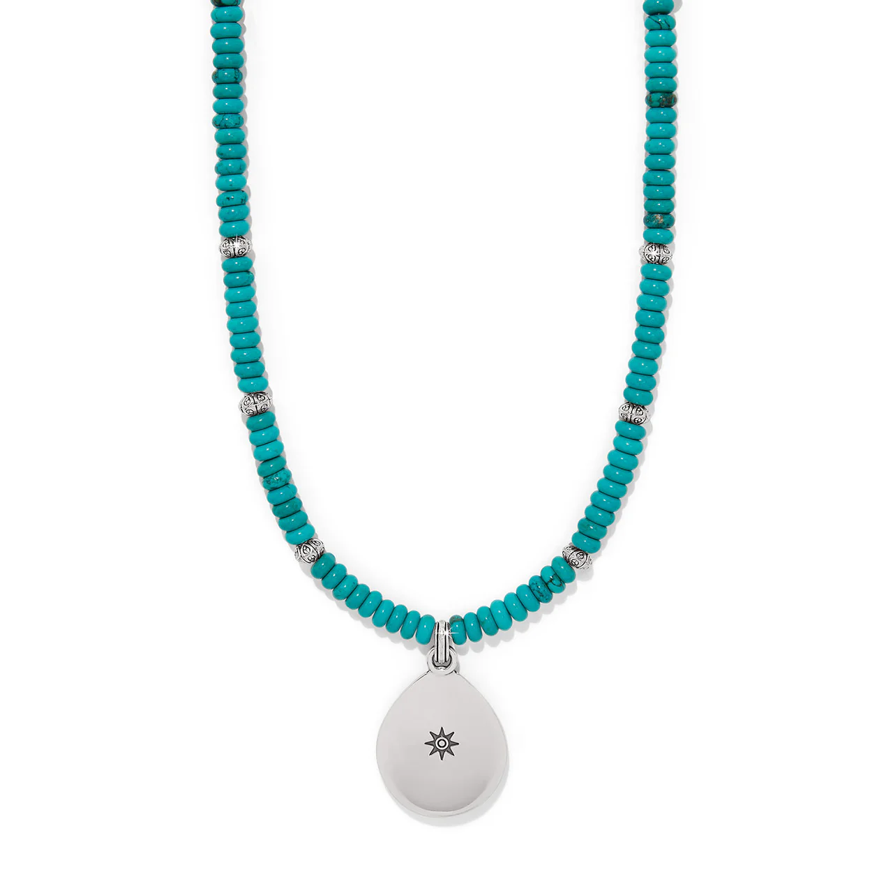 Brighton Mosaic Turquoise Beaded Teardrop Necklace (SLV) - Image 3