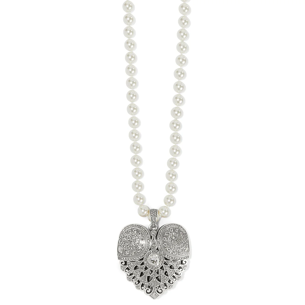 Brighton Mumtaz Pearl Heart Long Necklace (SLV) - Image 2