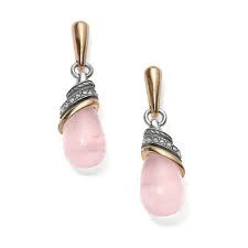 Brighton Neptune's Rings Rose Quartz Teardrop Earrings (SLV/GLD)