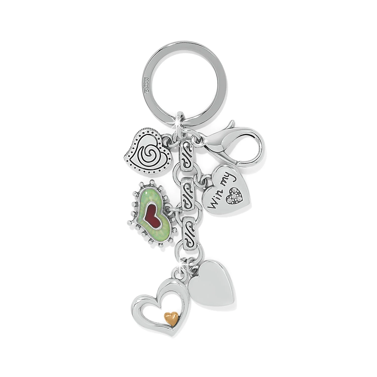 Brighton One Heart Charms Silver Multi Key Fob - Image 2