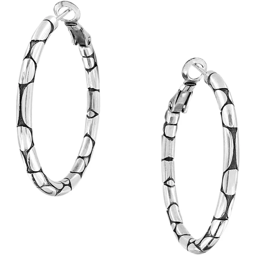 Brighton Pebble Small Hoop Earrings (SLV/BLK) - Image 2