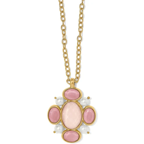 Brighton Pink Moon Pendant Brushed Gold Long Necklace