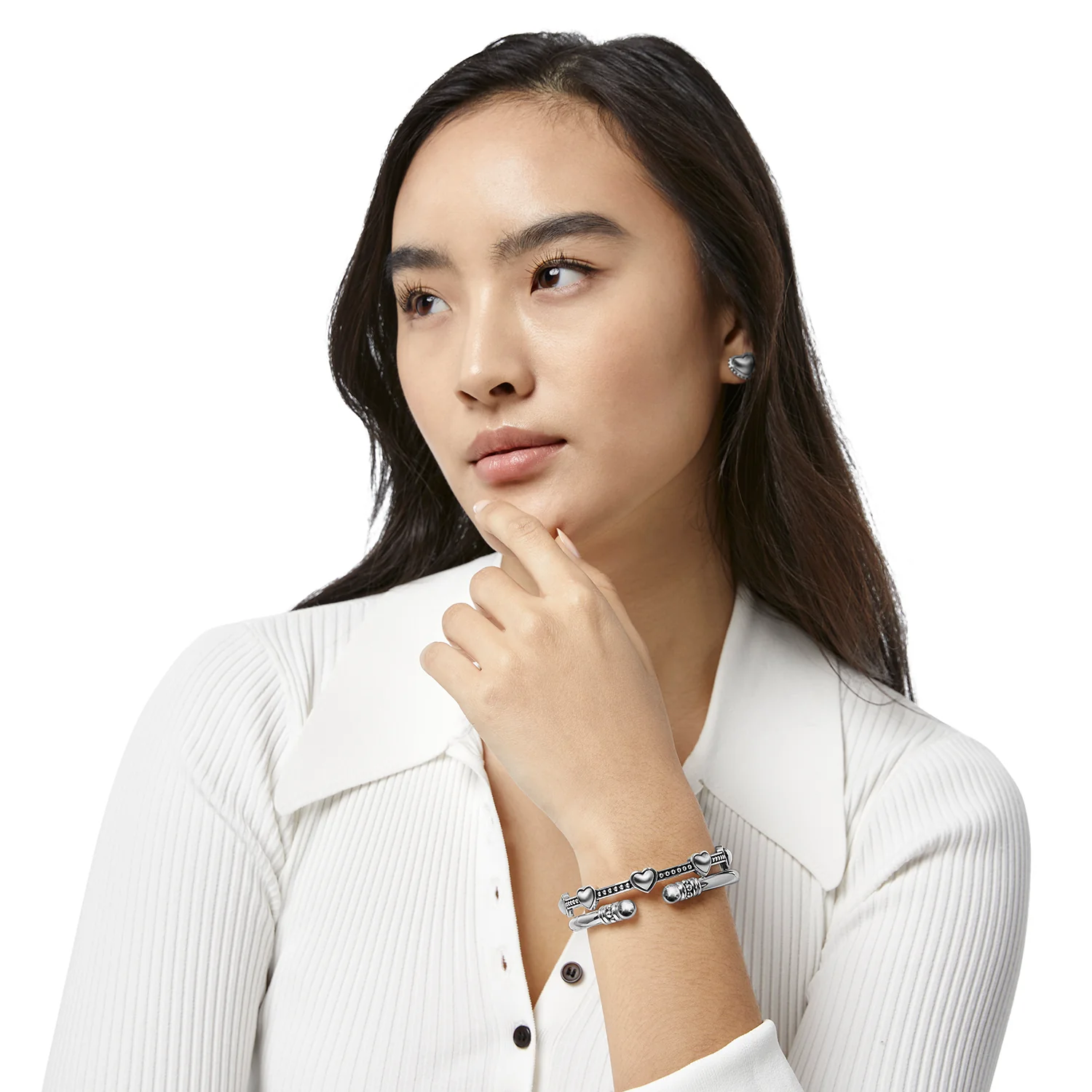 Brighton Pretty Tough Bold Heart Bangle Bracelet (SVL) - Image 2