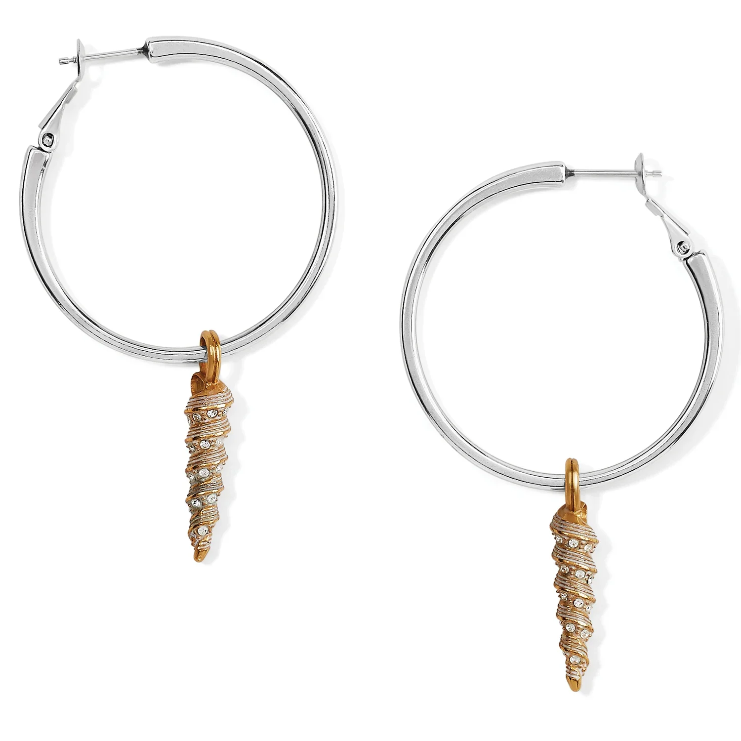 Brighton Shells Charm Hoop Two Tone Earrings - Image 2