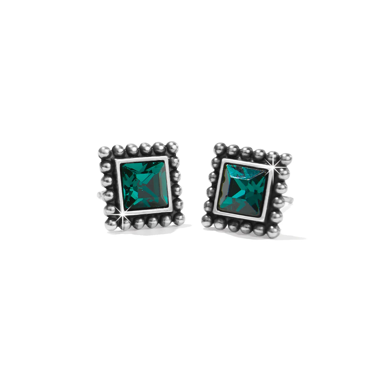 Brighton Sparkle Square Green Mini Post Earrings (SLV)