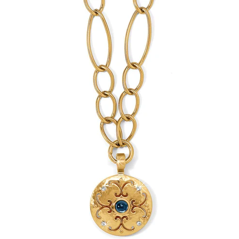 Brighton Versailles Saturn Brushed Gold & Stone Reversible Necklace
