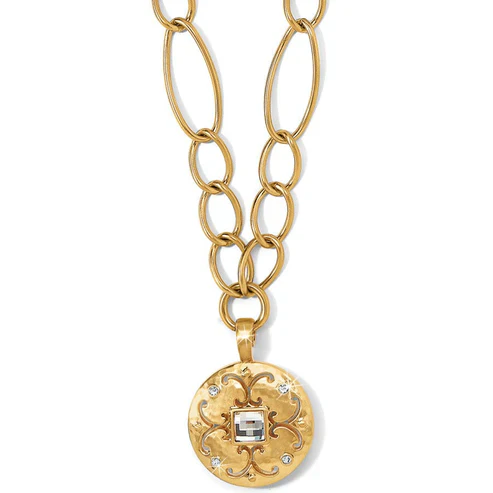 Brighton Versailles Saturn Brushed Gold & Stone Reversible Necklace - Image 2