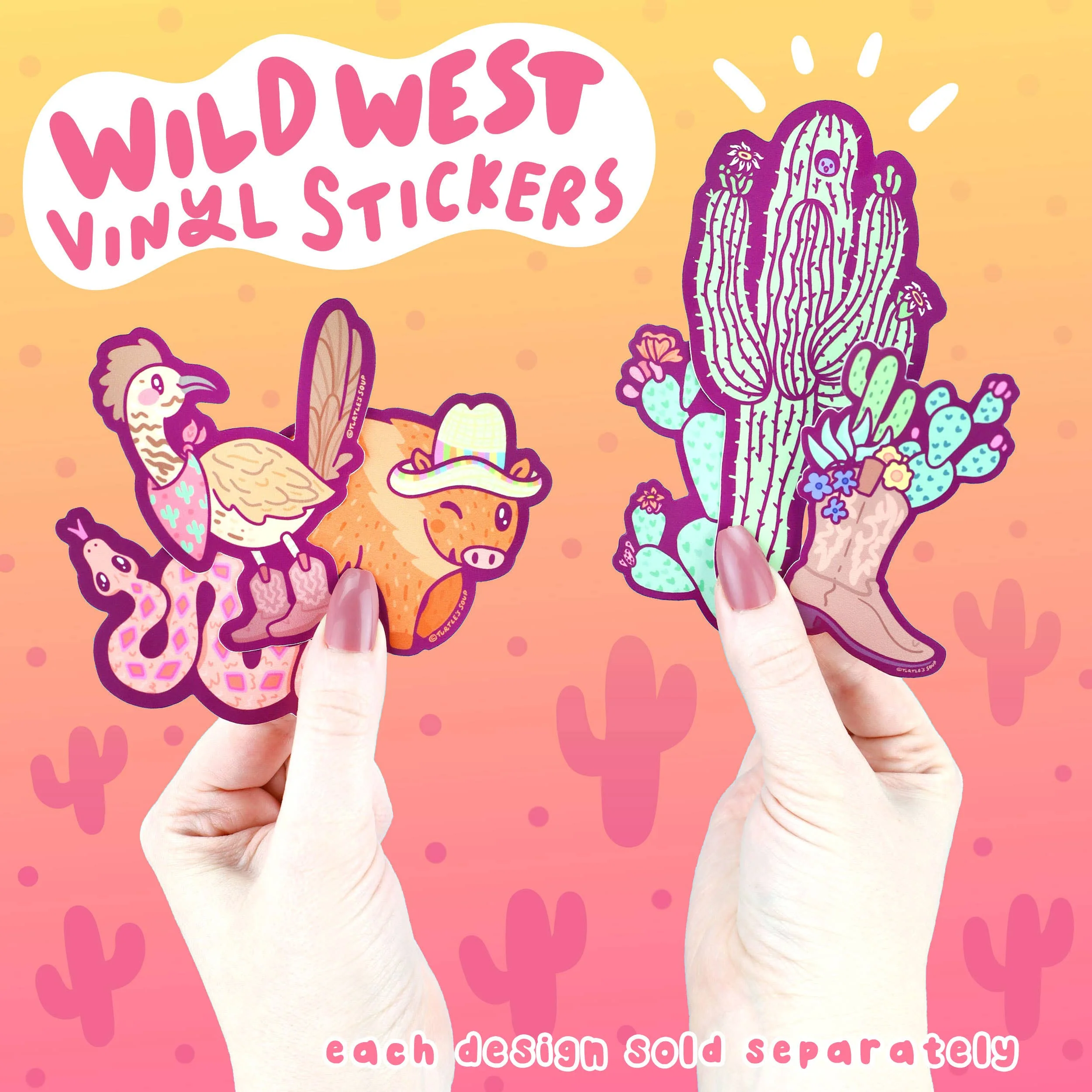 Cactus Cowboy Boot Vinyl Sticker - Image 2