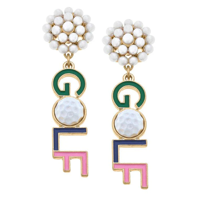 Canvas Golf Pearl Cluster Drop Earrings (24957E-MU) - Image 2
