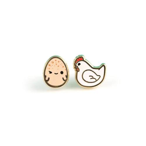 Chicken Or Egg Enamel Earrings (LUX E82) - Image 3
