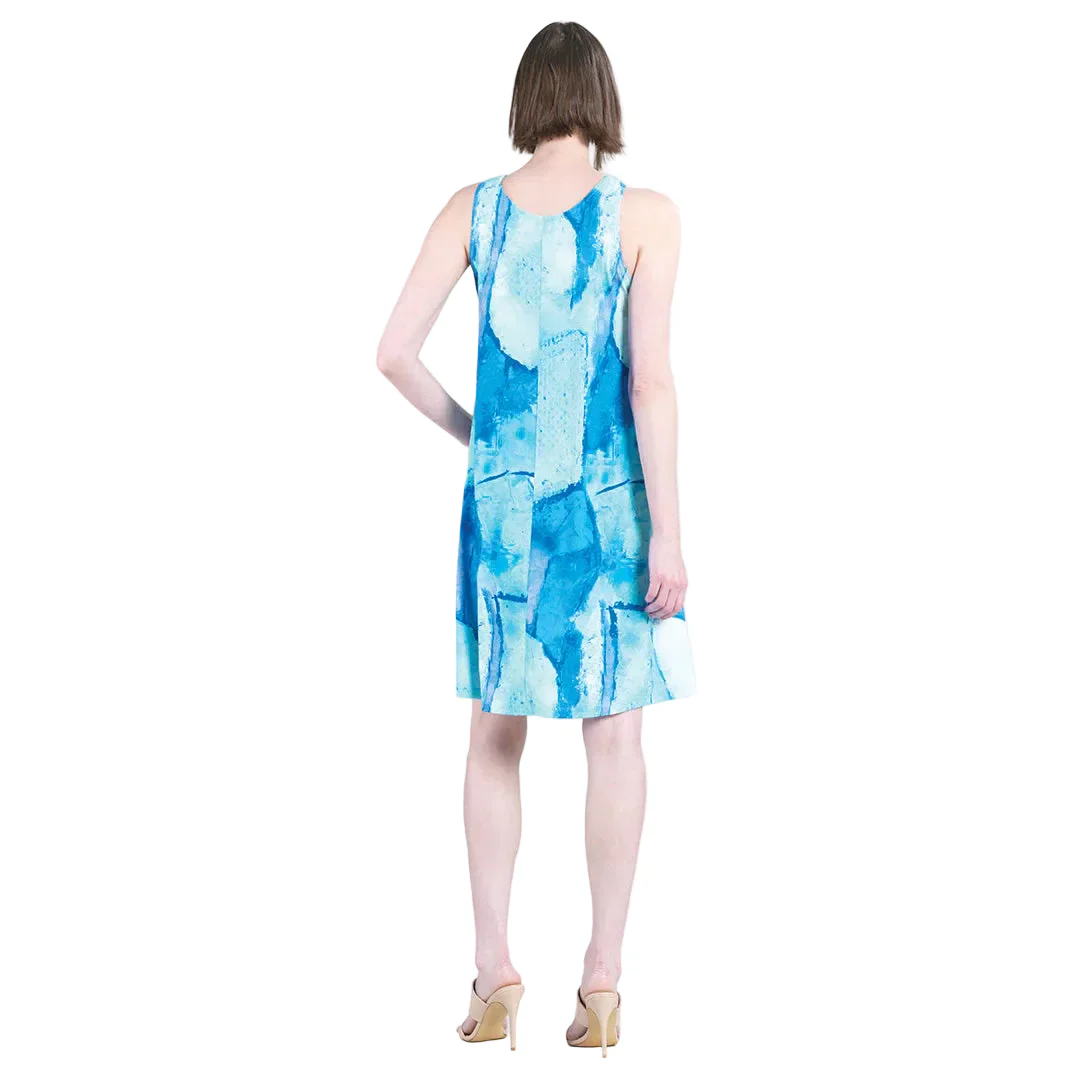 Clara Sun Woo Abstract Water Splash  Print Sleeveless Swing Dress (DR522P17) - Image 2