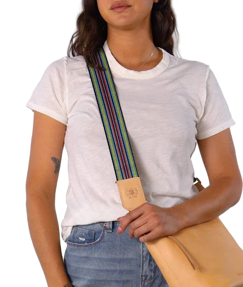 Consuela Black Stripe Wide Webbing Crossbody Strap (9052)