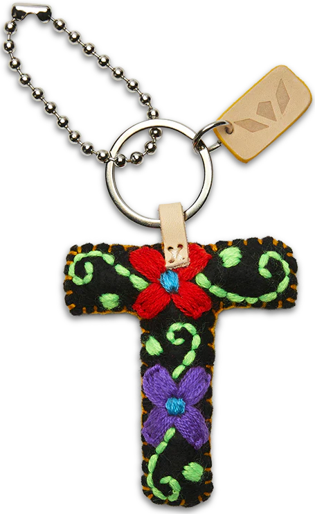 Consuela Hand Embroidered Black Felt Letter Charm (A-Z) - Image 23