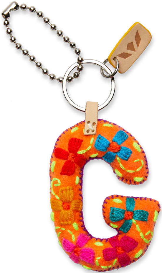 Consuela Hand Embroidered Orange Felt Letter Charm (A-Z) - Image 10