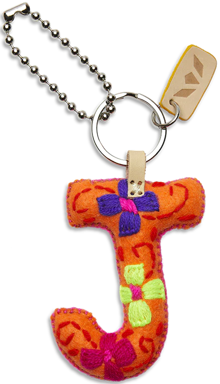 Consuela Hand Embroidered Orange Felt Letter Charm (A-Z) - Image 13