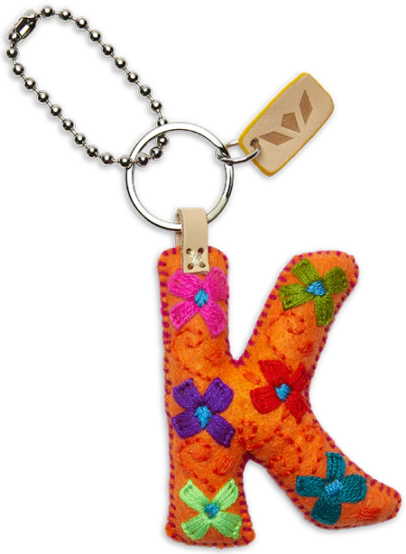 Consuela Hand Embroidered Orange Felt Letter Charm (A-Z) - Image 14