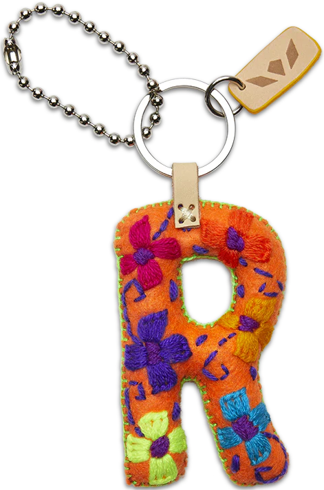 Consuela Hand Embroidered Orange Felt Letter Charm (A-Z) - Image 20