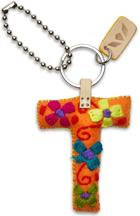 Consuela Hand Embroidered Orange Felt Letter Charm (A-Z) - Image 22