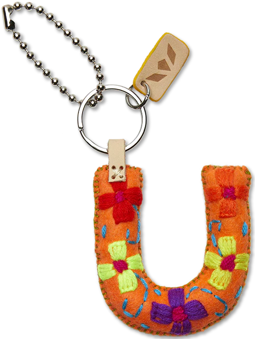 Consuela Hand Embroidered Orange Felt Letter Charm (A-Z) - Image 23