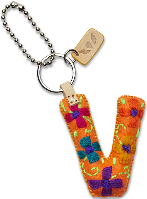 Consuela Hand Embroidered Orange Felt Letter Charm (A-Z) - Image 24