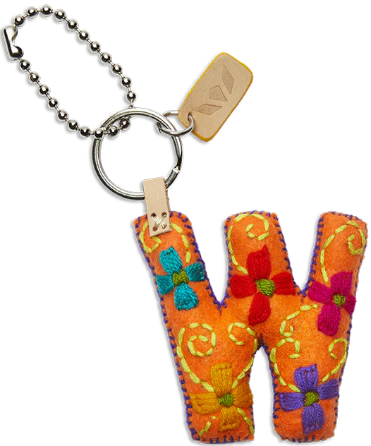 Consuela Hand Embroidered Orange Felt Letter Charm (A-Z) - Image 25