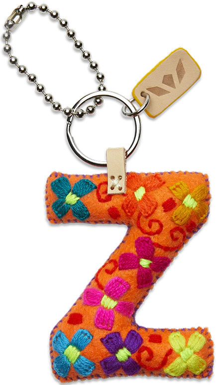 Consuela Hand Embroidered Orange Felt Letter Charm (A-Z) - Image 28