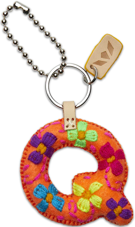 Consuela Hand Embroidered Orange Felt Letter Charm (A-Z) - Image 29