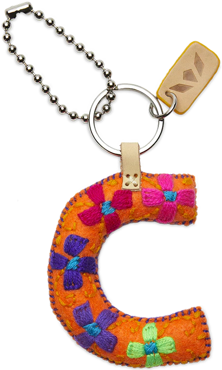 Consuela Hand Embroidered Orange Felt Letter Charm (A-Z) - Image 6