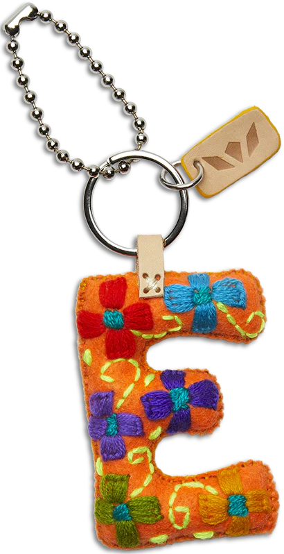 Consuela Hand Embroidered Orange Felt Letter Charm (A-Z) - Image 8