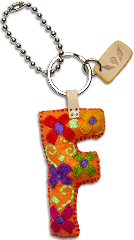 Consuela Hand Embroidered Orange Felt Letter Charm (A-Z) - Image 9