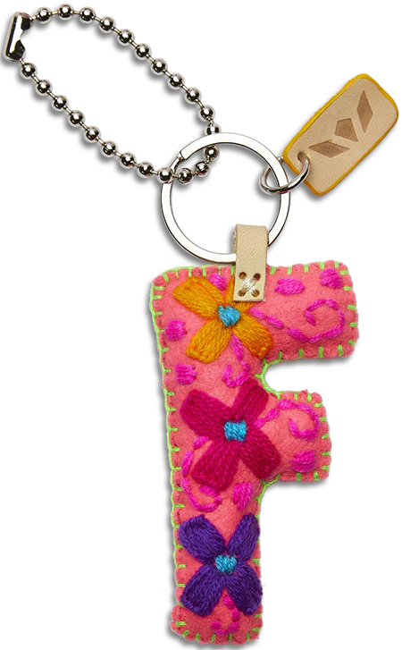 Consuela Hand Embroidered Pink Felt Letter Charm (A-Z) - Image 10