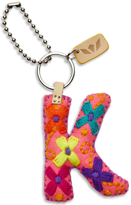 Consuela Hand Embroidered Pink Felt Letter Charm (A-Z) - Image 15
