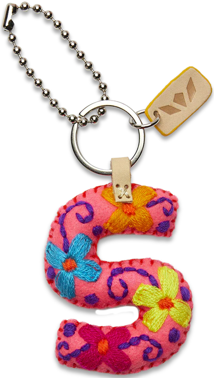 Consuela Hand Embroidered Pink Felt Letter Charm (A-Z) - Image 23