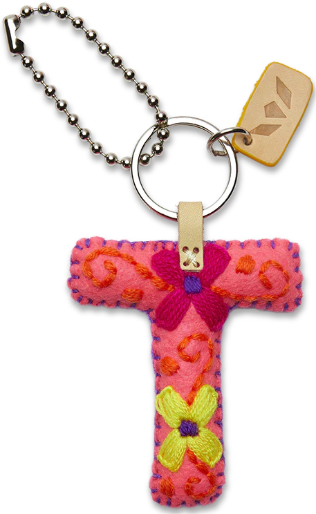 Consuela Hand Embroidered Pink Felt Letter Charm (A-Z) - Image 24