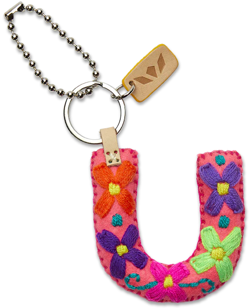 Consuela Hand Embroidered Pink Felt Letter Charm (A-Z) - Image 25