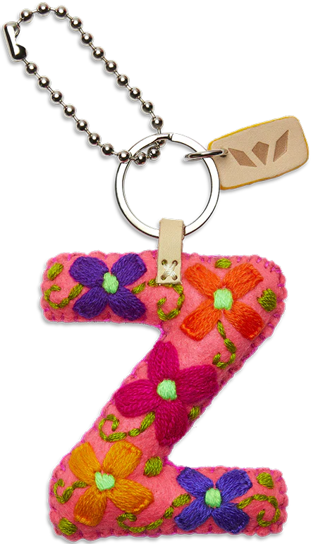 Consuela Hand Embroidered Pink Felt Letter Charm (A-Z) - Image 30