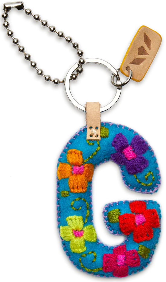 Consuela Hand Embroidered Turquoise Felt Letter Charm (A-Z) - Image 10