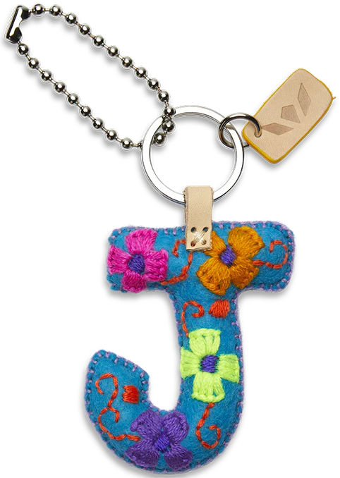 Consuela Hand Embroidered Turquoise Felt Letter Charm (A-Z) - Image 13