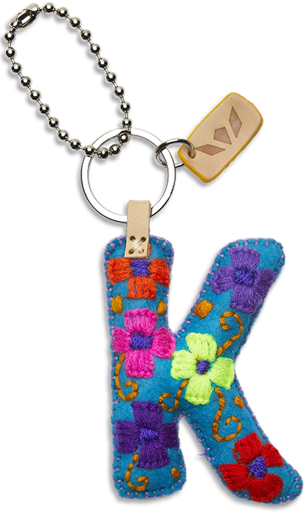 Consuela Hand Embroidered Turquoise Felt Letter Charm (A-Z) - Image 14