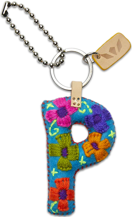 Consuela Hand Embroidered Turquoise Felt Letter Charm (A-Z) - Image 19