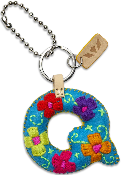 Consuela Hand Embroidered Turquoise Felt Letter Charm (A-Z) - Image 20