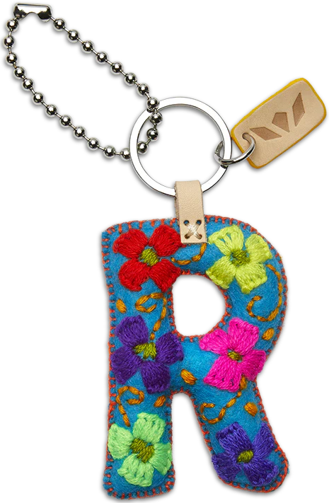 Consuela Hand Embroidered Turquoise Felt Letter Charm (A-Z) - Image 21