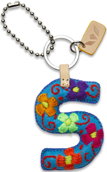 Consuela Hand Embroidered Turquoise Felt Letter Charm (A-Z) - Image 22