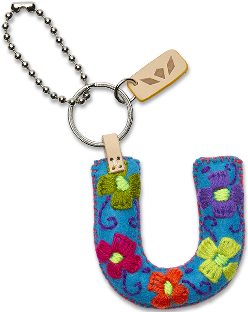 Consuela Hand Embroidered Turquoise Felt Letter Charm (A-Z) - Image 24