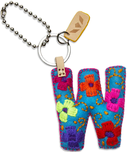 Consuela Hand Embroidered Turquoise Felt Letter Charm (A-Z) - Image 26