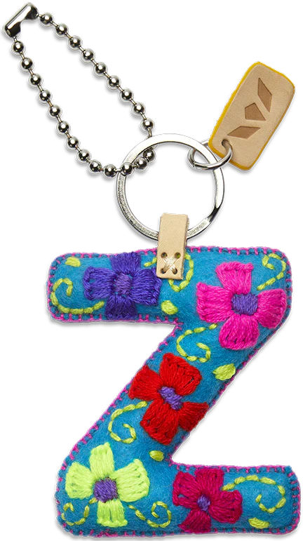 Consuela Hand Embroidered Turquoise Felt Letter Charm (A-Z) - Image 29