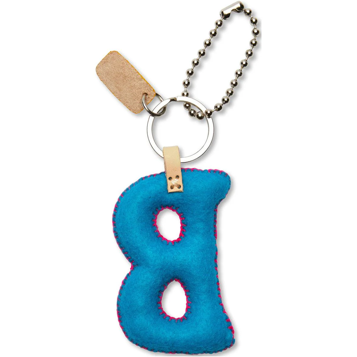 Consuela Hand Embroidered Turquoise Felt Letter Charm (A-Z) - Image 4