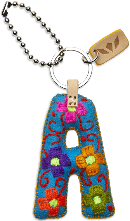 Consuela Hand Embroidered Turquoise Felt Letter Charm (A-Z) - Image 5