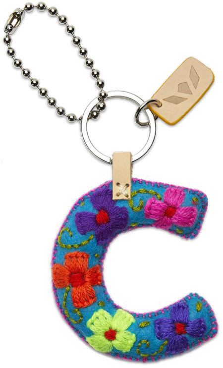 Consuela Hand Embroidered Turquoise Felt Letter Charm (A-Z) - Image 6