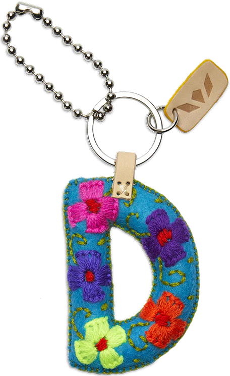Consuela Hand Embroidered Turquoise Felt Letter Charm (A-Z) - Image 7